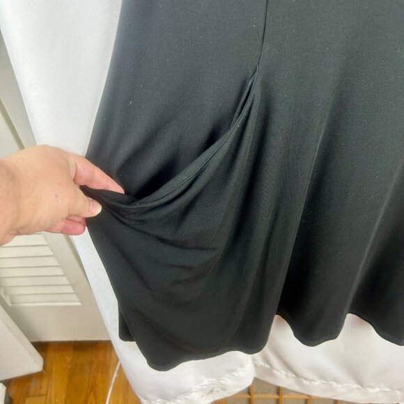 Betabrand Travel‎ Dress Women Medium Black Modal Silk Knit Long Sleeves Knee - Picture 8 of 10